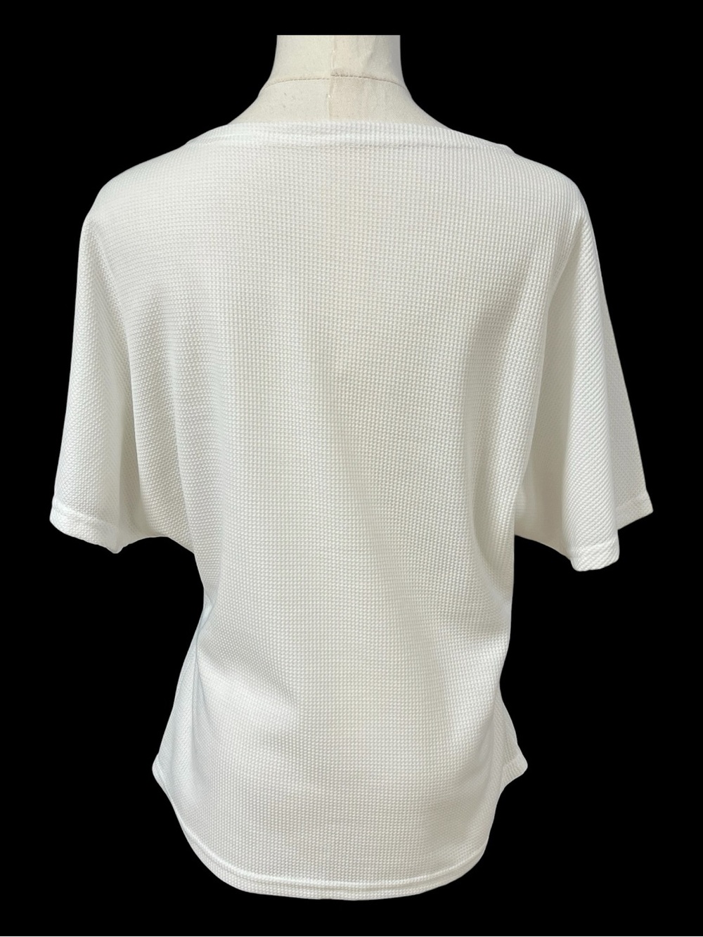 NWOT White Waffle Knit Batwing Short Sleeve Top Ribbed | Size M - Picture 5 of 8
